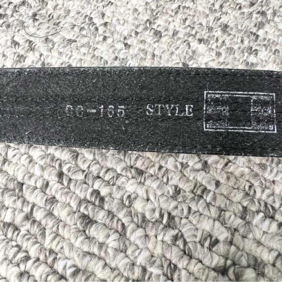 Black Italian leather belt square buckle 36-38 main image 8